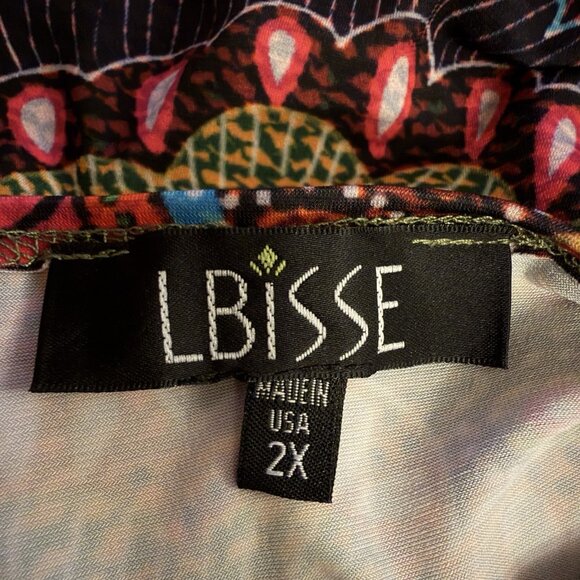 LBisse Women’s Plus Size 2X Midi/Maxi Dress Stretch Short Sleeve Paisley Color - Picture 6 of 9